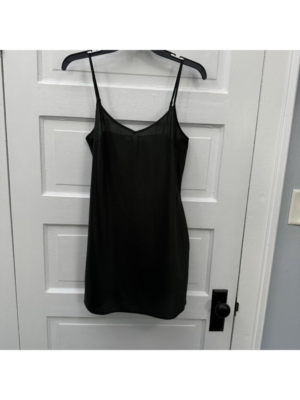 Banana Republic Slip Dress Women’s 6 Black Mini Sheer Panel V Neck LBD